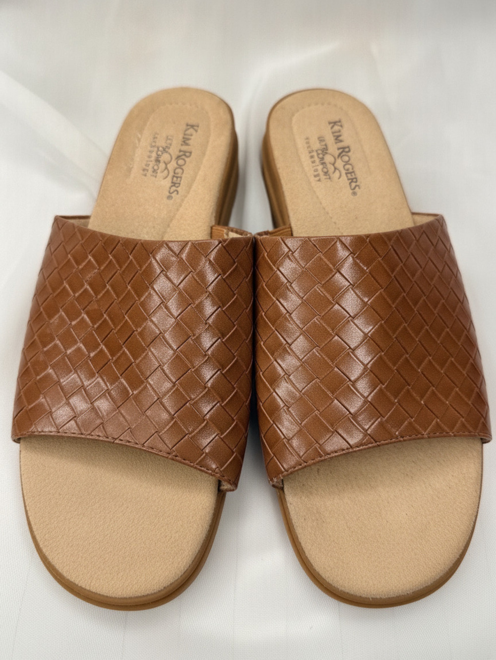 Kim Rogers Woven Brown Slide Sandals Size 10M UltraComfort